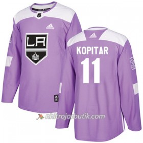 Män Ishockey Los Angeles Kings Tröja Anze Kopitar 11 Adidas 2017-2018 Lila Fights Cancer Practice Authentic